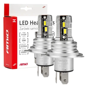 Żarówki LED Canbus Amio H-mini H4/H19 CSP 6500K